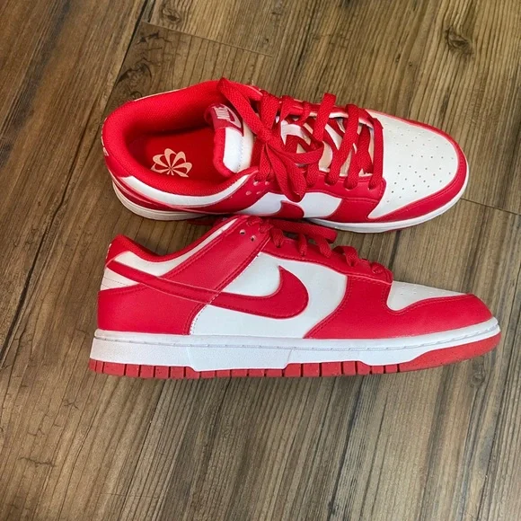 Nike Red and White Low-Top dunk Sneakers women’s 9 - Picture 2 of 10